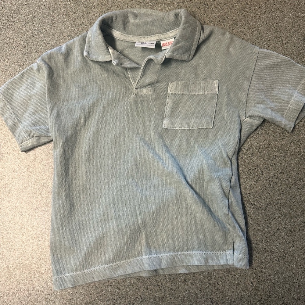 ZARA 18-24m collared soft green tshirt